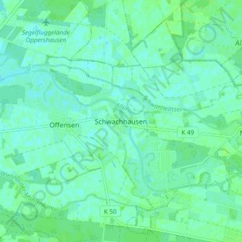 Topografische Karte Schwachhausen, Höhe, Relief
