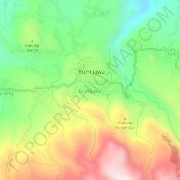 Topografische Karte Bumijawa, Höhe, Relief