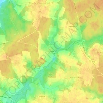 Topografische Karte Grand Meix, Höhe, Relief