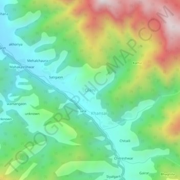 Topografische Karte Oleni, Höhe, Relief