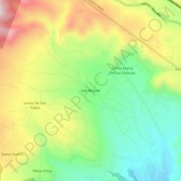 Topografische Karte San Miguel, Höhe, Relief