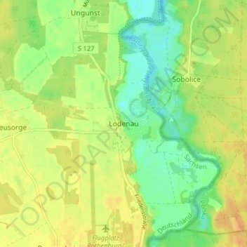 Topografische Karte Lodenau, Höhe, Relief