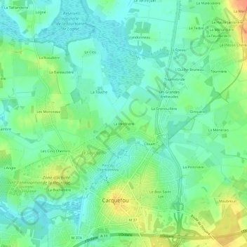 Topografische Karte La Perdrière, Höhe, Relief