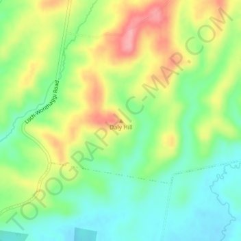 Topografische Karte Daly Hill, Höhe, Relief
