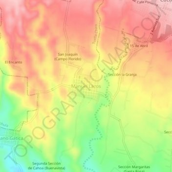 Topografische Karte Manuel Lazos, Höhe, Relief