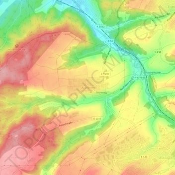 Topografische Karte Aixheim, Höhe, Relief