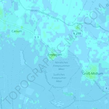 Topografische Karte Freepsum, Höhe, Relief