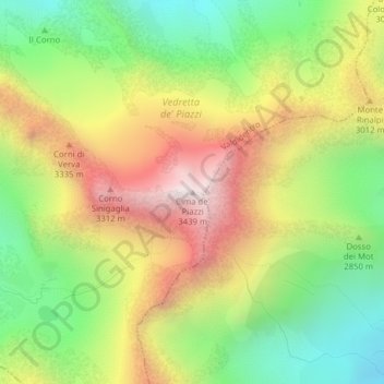 Topografische Karte Cima de' Piazzi, Höhe, Relief