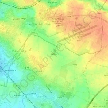 Topografische Karte La Moie, Höhe, Relief