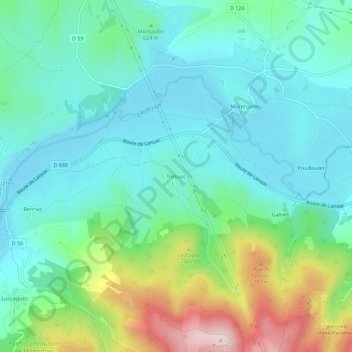 Topografische Karte Trébosc, Höhe, Relief