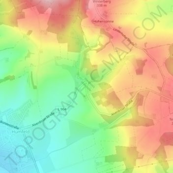 Topografische Karte Marksberg, Höhe, Relief