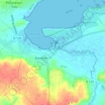 Topografische Karte Lez Armor, Höhe, Relief