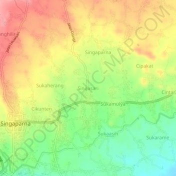 Topografische Karte Singasari, Höhe, Relief
