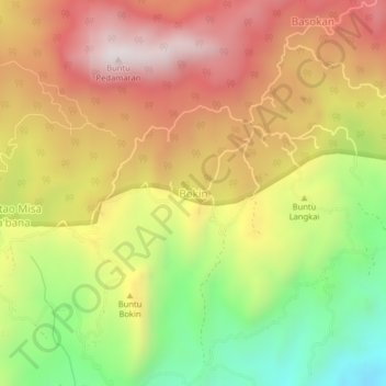 Topografische Karte Bokin, Höhe, Relief