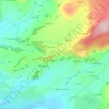 Topografische Karte Sarailloux, Höhe, Relief