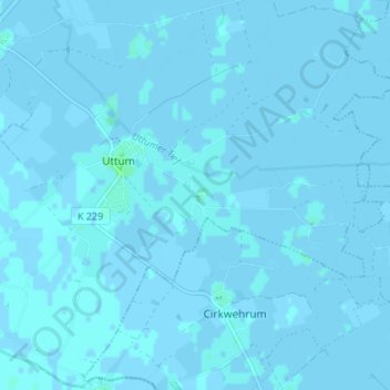 Topografische Karte Kloster Miedelsum, Höhe, Relief