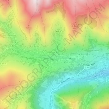 Topografische Karte Séguillous, Höhe, Relief