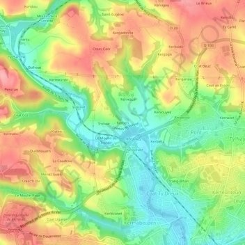 Topografische Karte Kerben, Höhe, Relief
