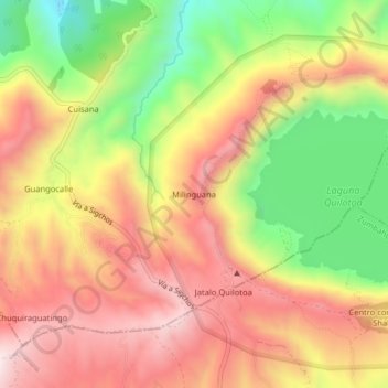 Topografische Karte Milinguana, Höhe, Relief