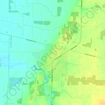 Topografische Karte Forest, Höhe, Relief