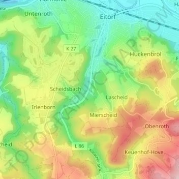 Topografische Karte Welterode, Höhe, Relief