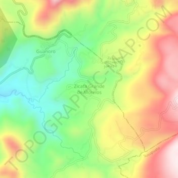 Topografische Karte Zicata Grande de Morelos, Höhe, Relief