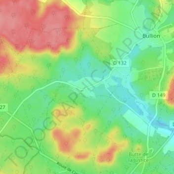 Topografische Karte Les Moutiers, Höhe, Relief
