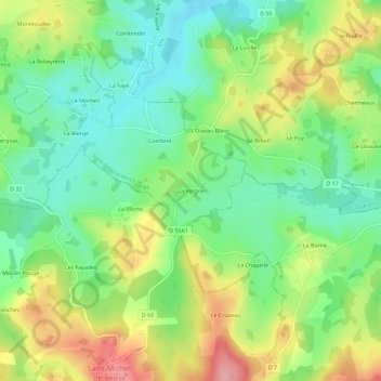 Topografische Karte La Vergne, Höhe, Relief
