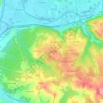 Topografische Karte Le Grand Biard, Höhe, Relief