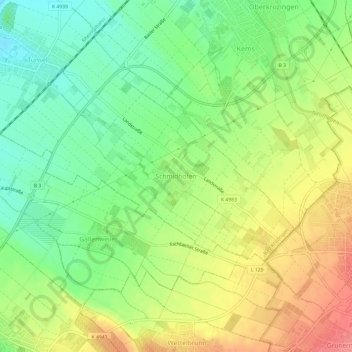 Topografische Karte Schmidhofen, Höhe, Relief