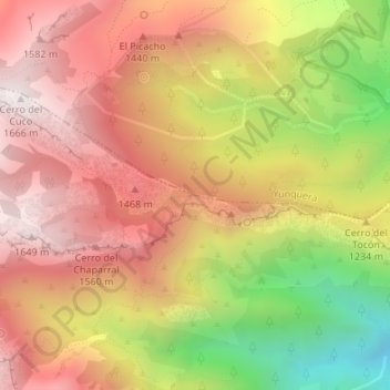 Topografische Karte Puerto de la Perra, Höhe, Relief