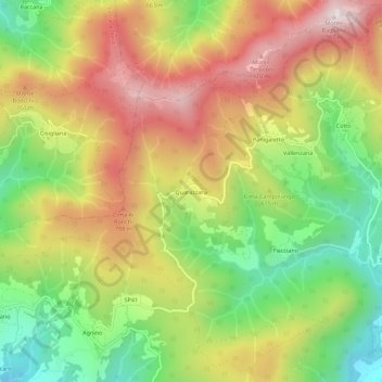 Topografische Karte Quarazzana, Höhe, Relief