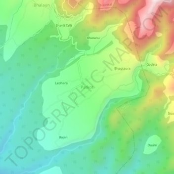 Topografische Karte Patkot, Höhe, Relief