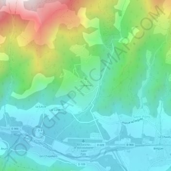 Topografische Karte La Frache, Höhe, Relief