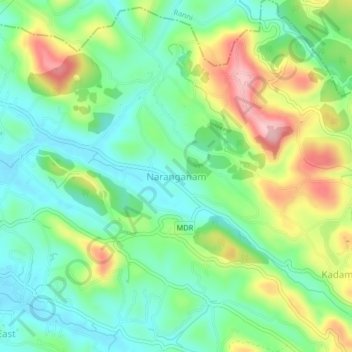 Topografische Karte Naranganam, Höhe, Relief
