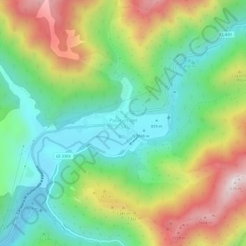 Topografische Karte Palacios del Sil, Höhe, Relief