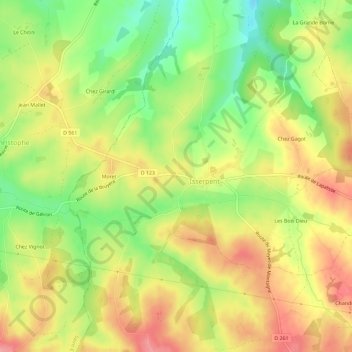 Topografische Karte Le Souchet, Höhe, Relief