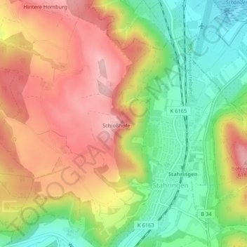 Topografische Karte Homburg, Höhe, Relief
