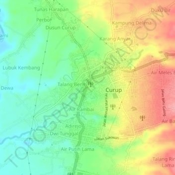 Topografische Karte Pasar Baru, Höhe, Relief