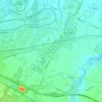 Topografische Karte Villanova di Castenaso, Höhe, Relief