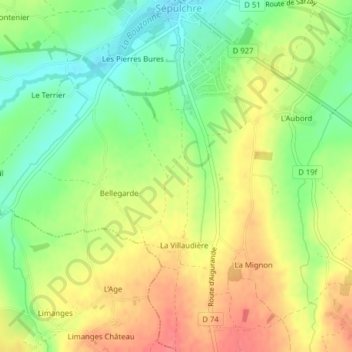 Topografische Karte La Rance, Höhe, Relief