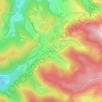 Topografische Karte Les Bas Rupts, Höhe, Relief