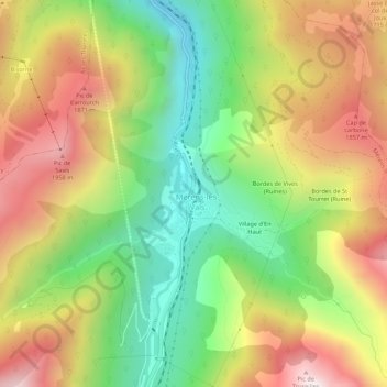 Topografische Karte Les Escoumes, Höhe, Relief