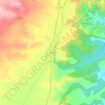 Topografische Karte Hontomín, Höhe, Relief