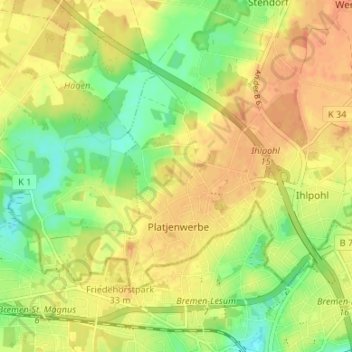 Topografische Karte Im Hagen, Höhe, Relief