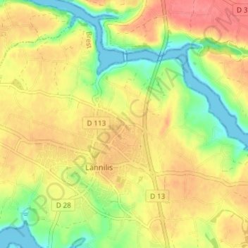 Topografische Karte Mezeozen, Höhe, Relief