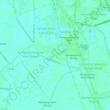Topografische Karte Kampung Teluk Bagan, Höhe, Relief