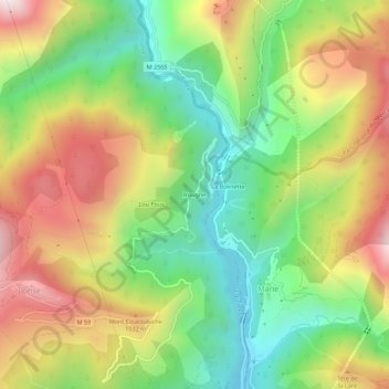 Topografische Karte Irougne, Höhe, Relief