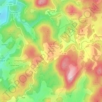 Topografische Karte Couturas, Höhe, Relief