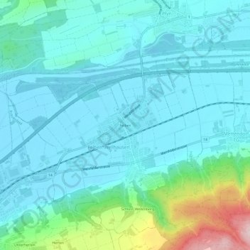 Topografische Karte Felben, Höhe, Relief